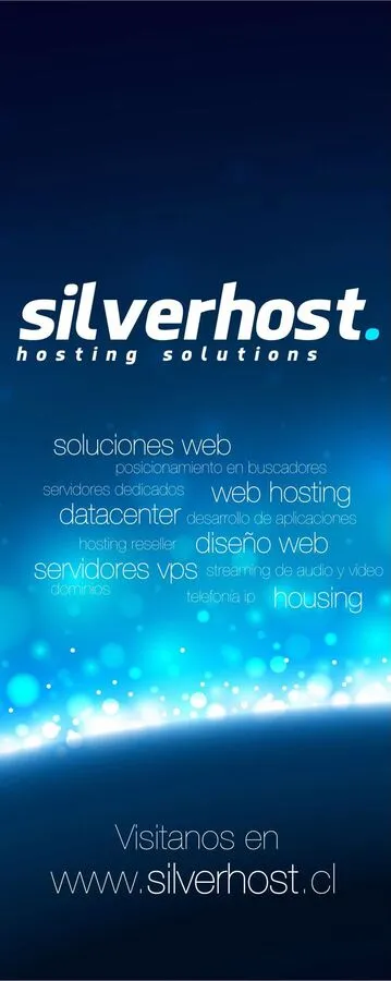 Pendón de Silverhost con los servicios que ofrecíamos entonces, como hosting, data center y diseño web